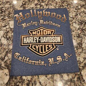 Vintage Harley Davidson Hollywood CA Slate Blue T Shirt Size L 2005 NWT NOS